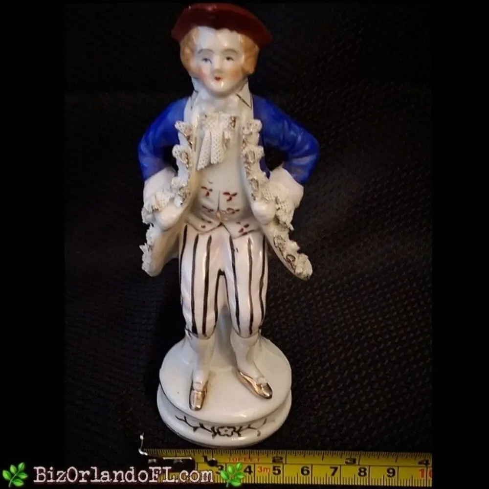 VINTAGE: Colonial Man Porcelain Lace on Jacket Figurine Occupied Japan Made HTF